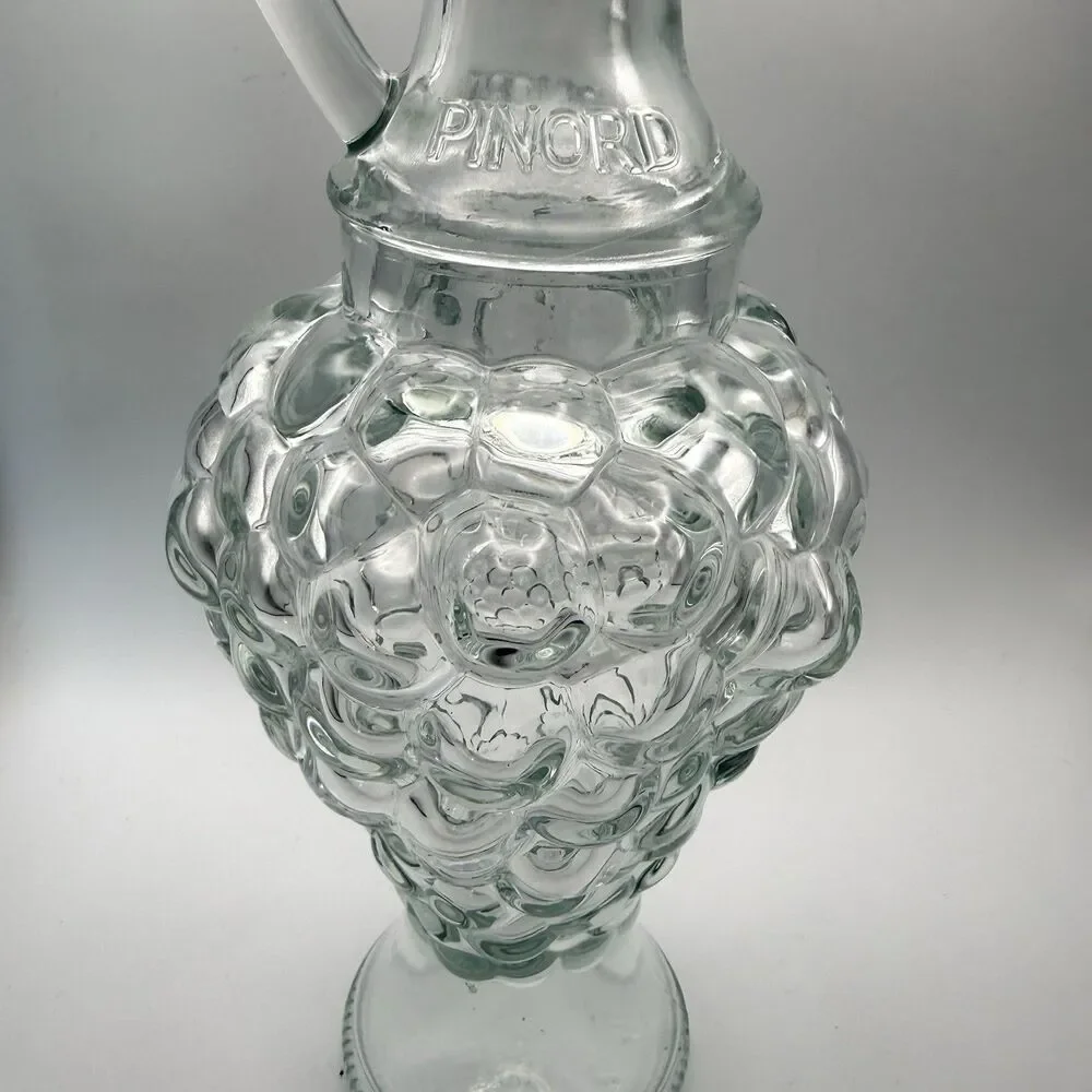 Vintage Pinord Moscatel Grape Cluster Clear Glass Decanter Wine Pitcher 11” Cork